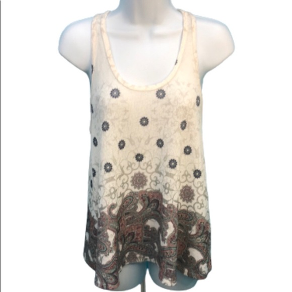 GAZE USA CREAM KNIT TOP WITH FLORAL/PAISLEY PATTERN • FLARED AT BOTTOM • sz M - Picture 1 of 11